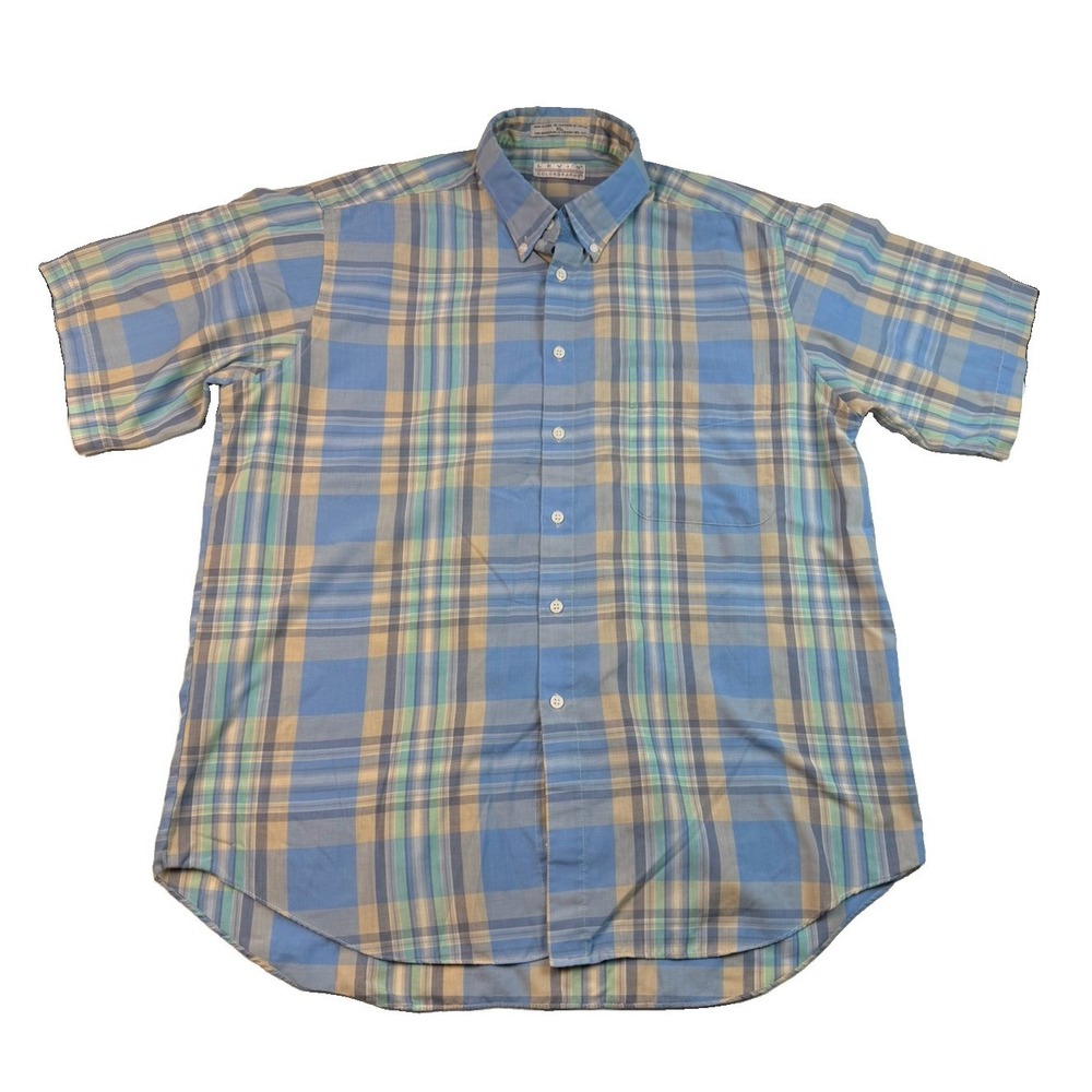 Vintage 1980s Levi's Colorgraphs XL Plaid Shirt Made in Korea Preppy Dadcore